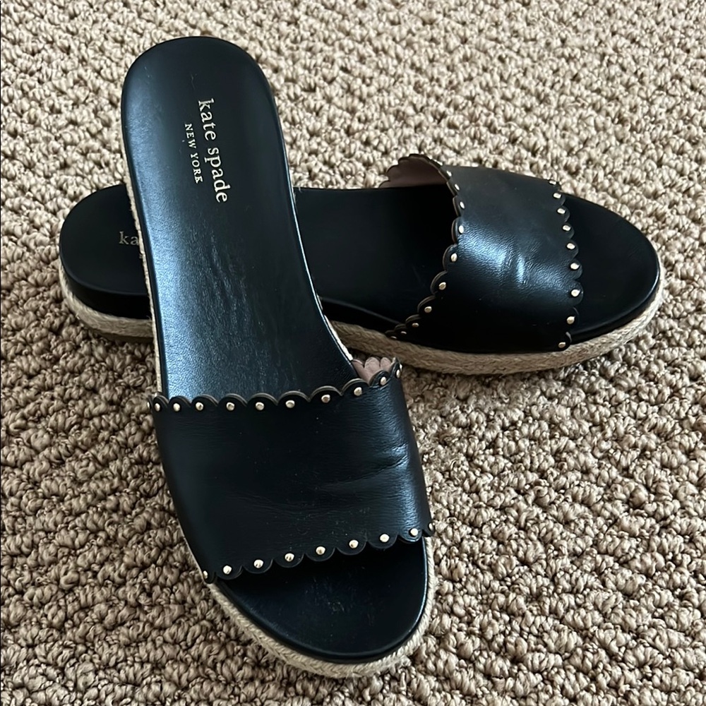 Kate Spade Black Sandals with Gold Accents